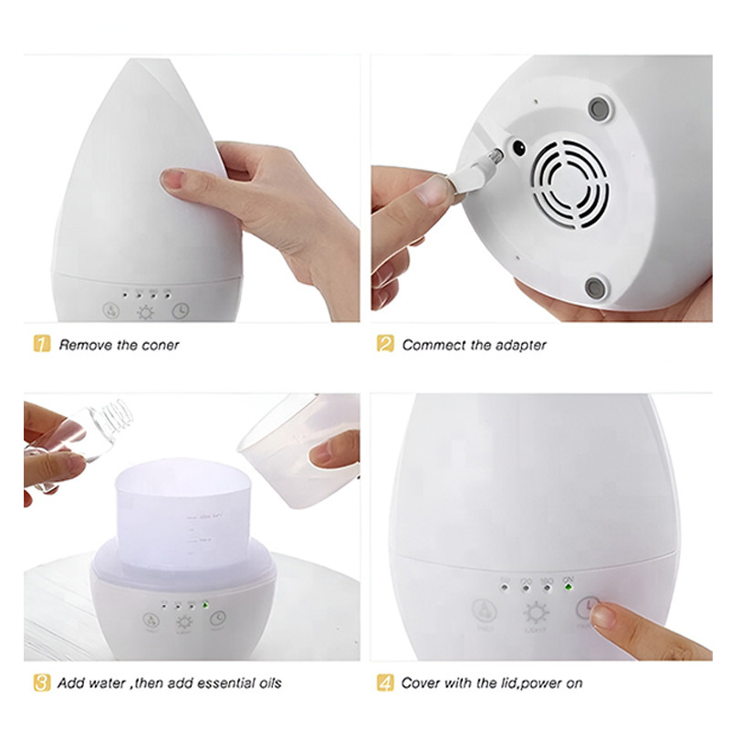 Home Draagbare luchtvochtigmaker Ultrasone Essentiële olie diffuser met nachtlicht voor slaapkamer