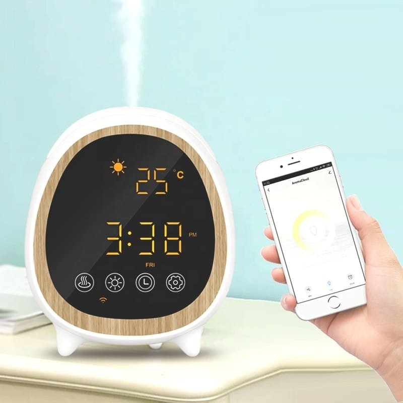Afstandsbediening en app-besturing Ultrasone diffuser geur diffuser machine met smart home wekker