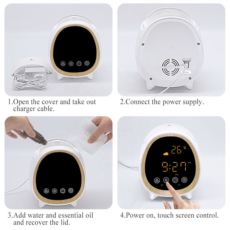 Afstandsbediening en app-besturing Ultrasone diffuser geur diffuser machine met smart home wekker
